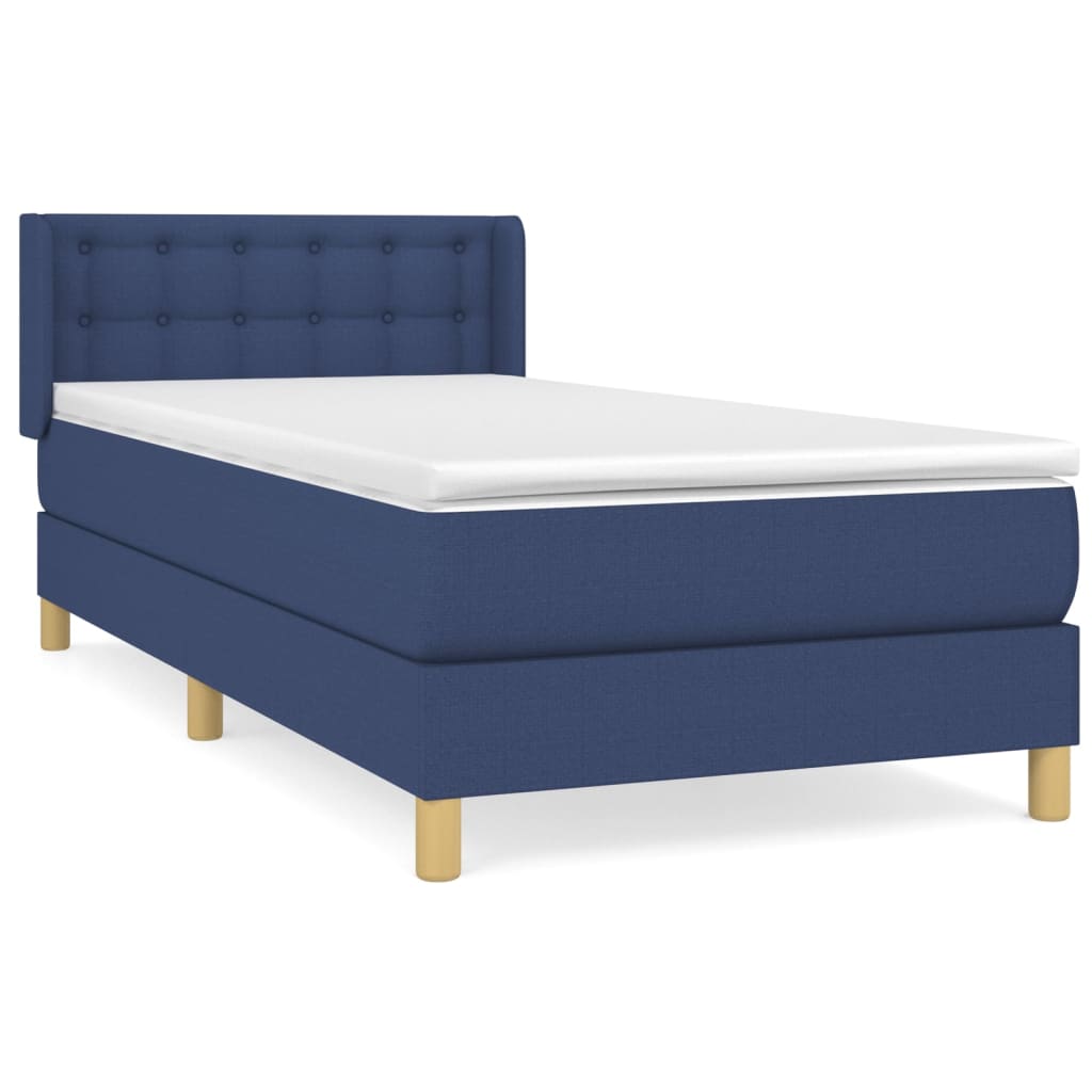 Boxspring met matras stof blauw 90x190 cm