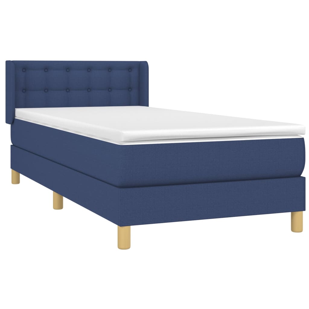 Boxspring met matras stof blauw 90x190 cm