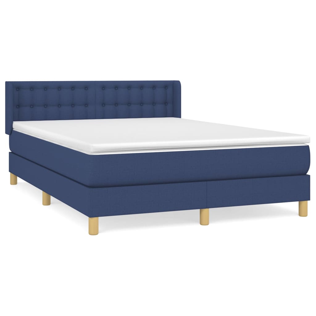 Boxspring met matras stof blauw 140x200 cm