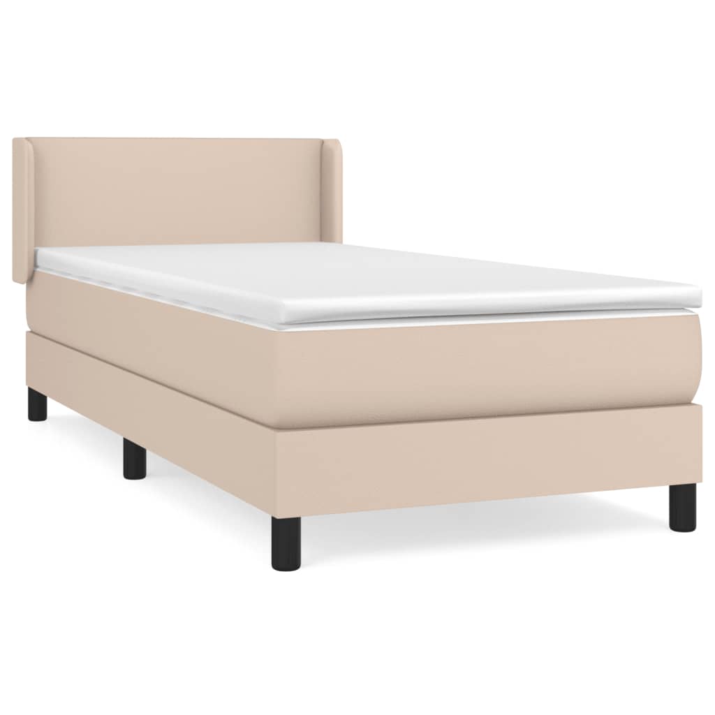 Boxspring met matras kunstleer cappuccinokleurig 80x200 cm