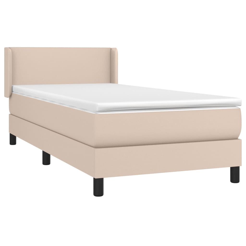 Boxspring met matras kunstleer cappuccinokleurig 80x200 cm