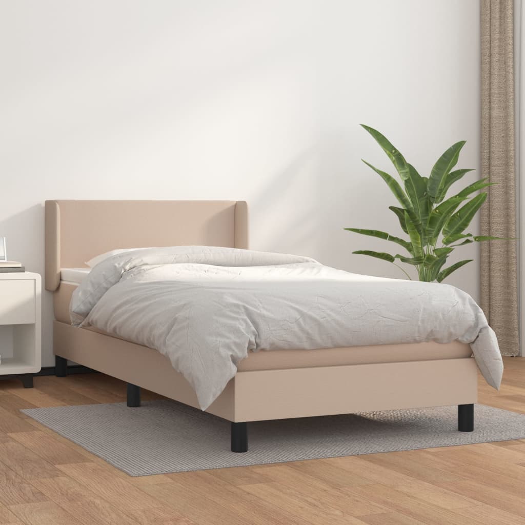 Boxspring met matras kunstleer cappuccinokleurig 80x200 cm