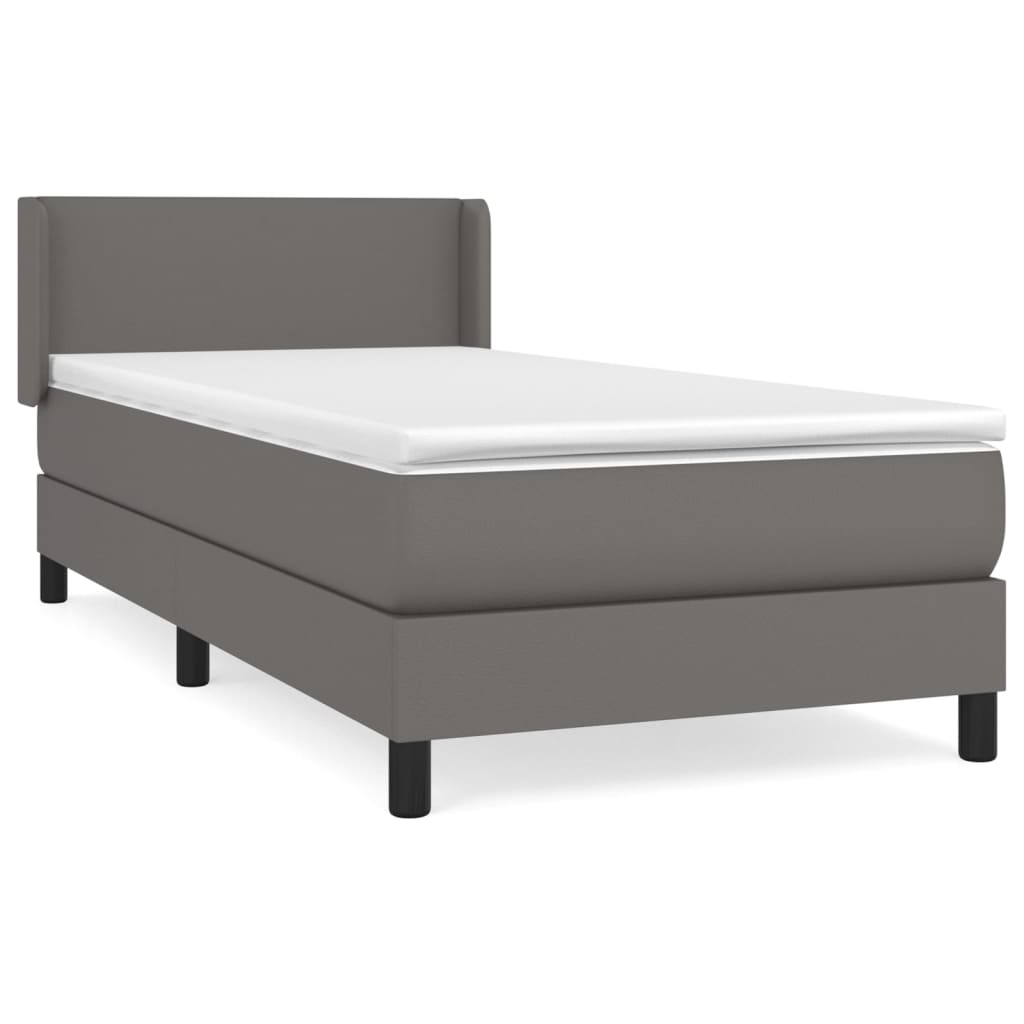 Boxspring met matras kunstleer grijs 90x190 cm Bedden & bedframes | Creëer jouw Trendy Thuis | Gratis bezorgd & Retour | Trendy.nl