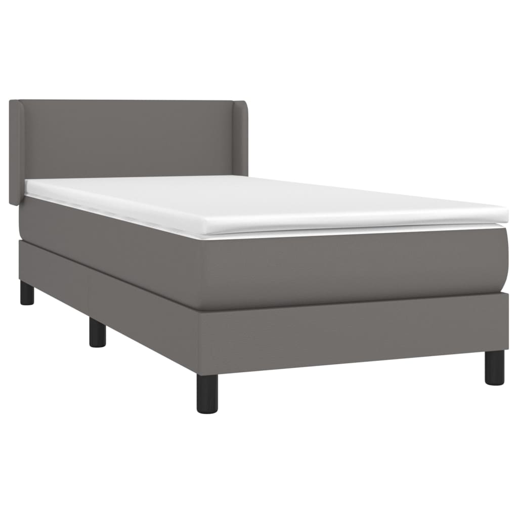 Boxspring met matras kunstleer grijs 90x190 cm Bedden & bedframes | Creëer jouw Trendy Thuis | Gratis bezorgd & Retour | Trendy.nl