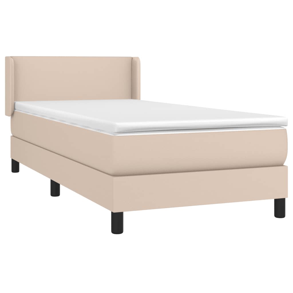 Boxspring met matras kunstleer cappuccinokleurig 90x190 cm