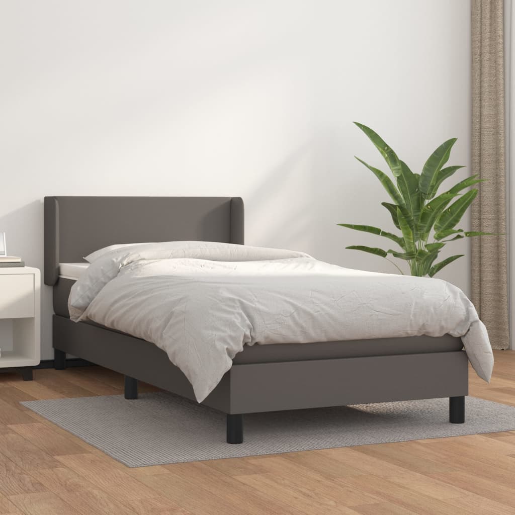 Boxspring met matras kunstleer grijs 90x200 cm Bedden & bedframes | Creëer jouw Trendy Thuis | Gratis bezorgd & Retour | Trendy.nl