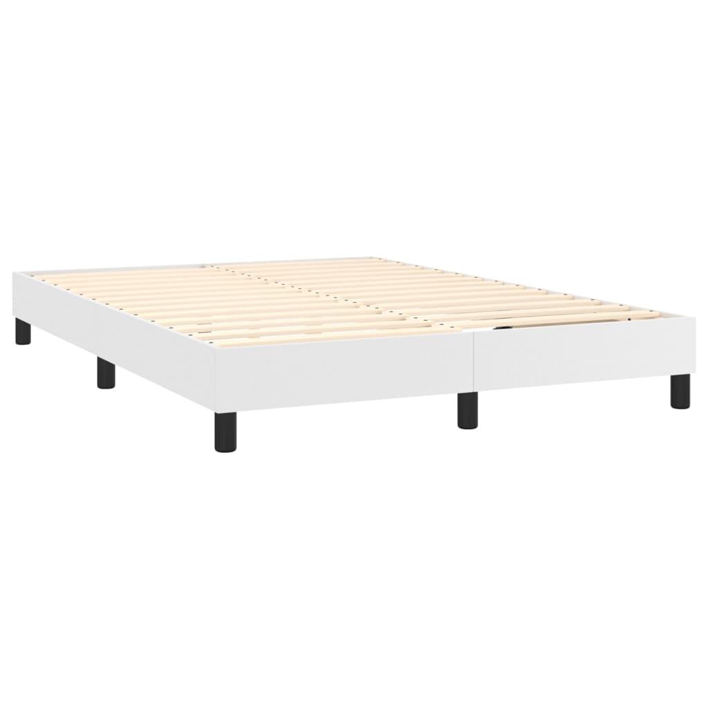 Boxspring met matras kunstleer wit 140x190 cm