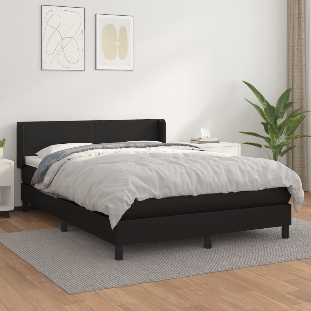 Boxspring met matras kunstleer zwart 140x200 cm