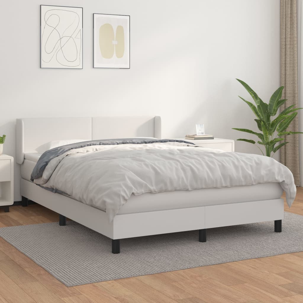 Boxspring met matras kunstleer wit 140x200 cm