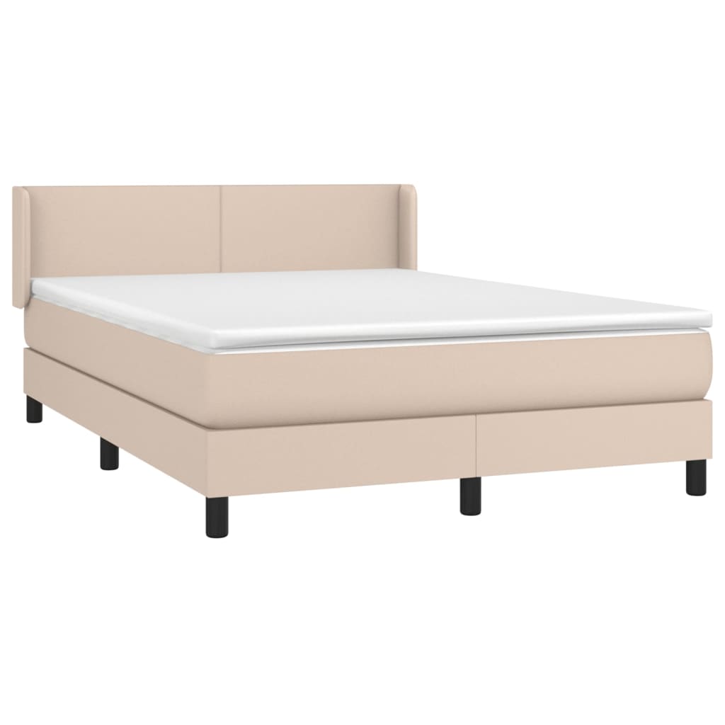 Boxspring met matras kunstleer cappuccinokleurig 140x200 cm