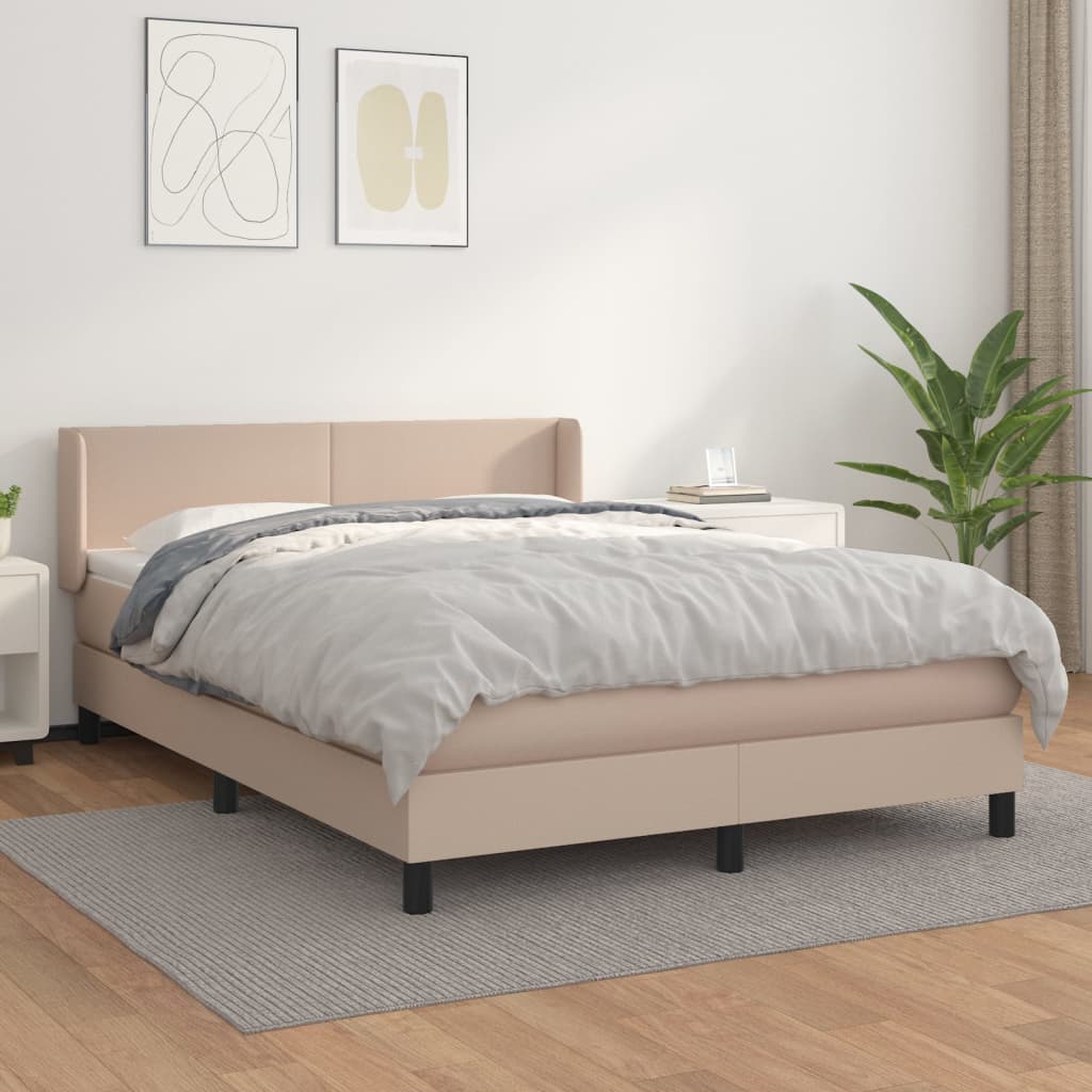 Boxspring met matras kunstleer cappuccinokleurig 140x200 cm