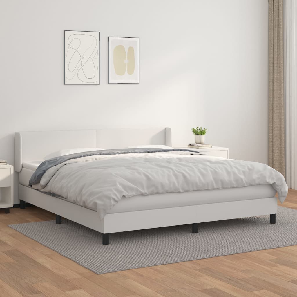 Boxspring met matras kunstleer wit 180x200 cm