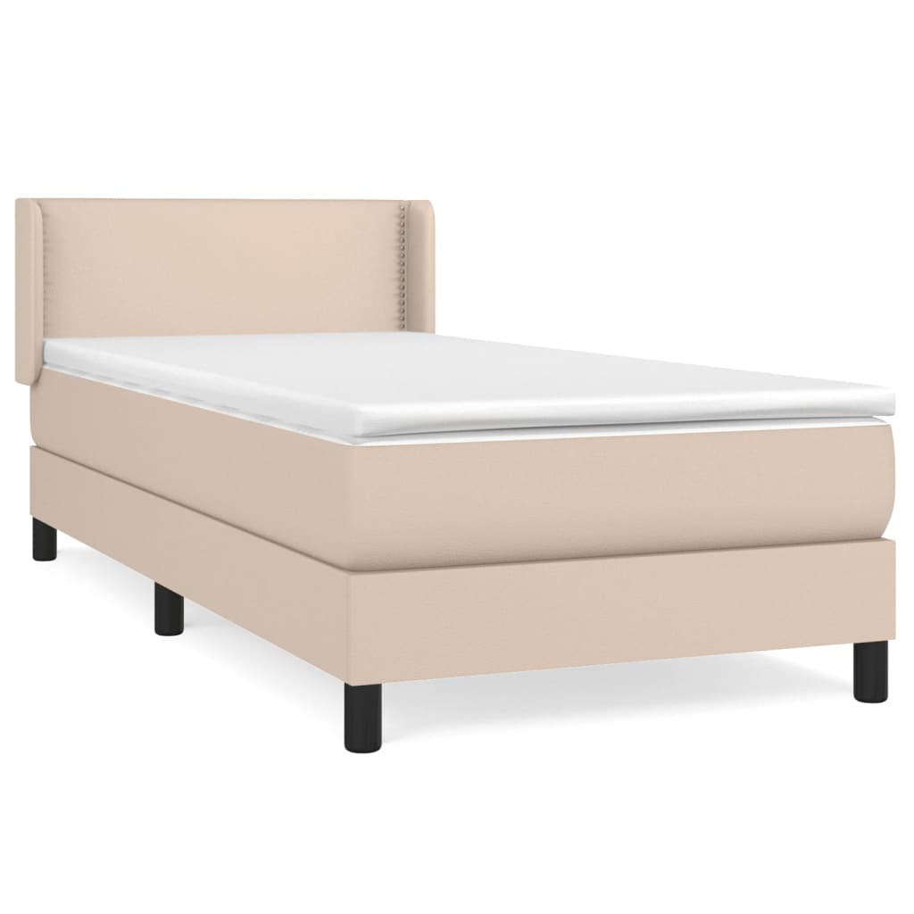 Boxspring met matras kunstleer cappuccinokleurig 80x200 cm