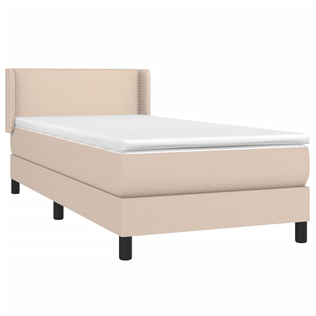 Boxspring met matras kunstleer cappuccinokleurig 80x200 cm