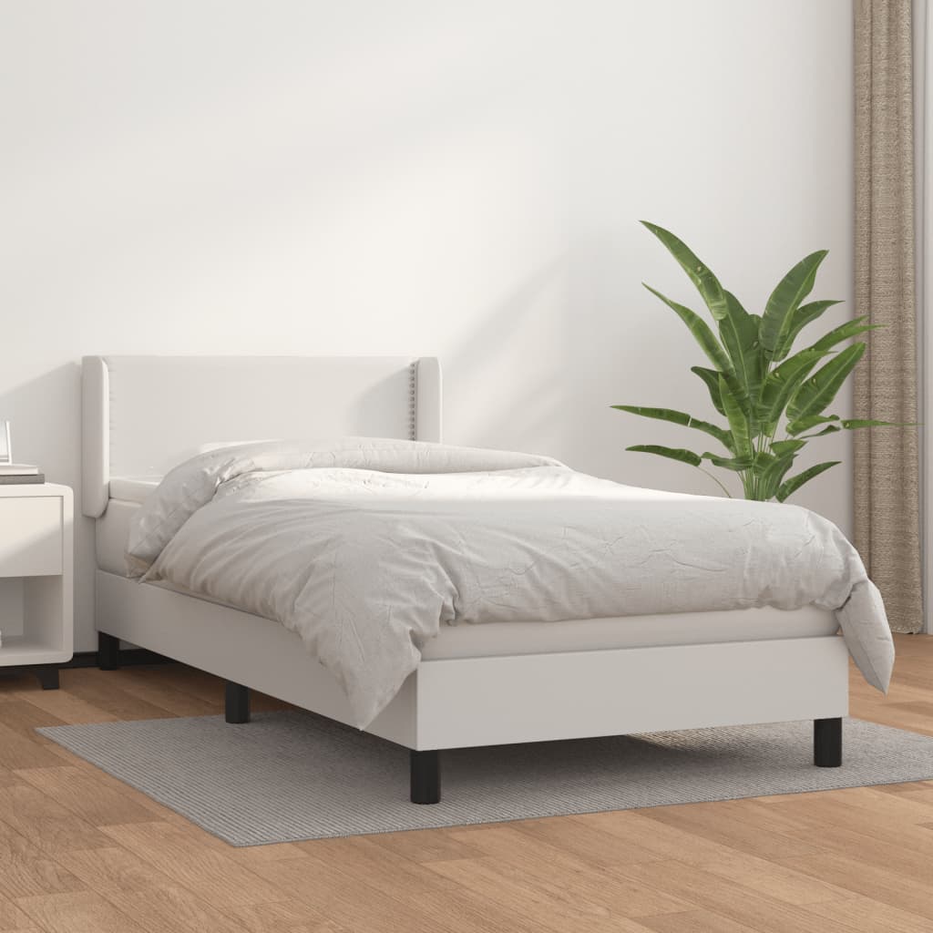 Boxspring met matras kunstleer wit 90x190 cm