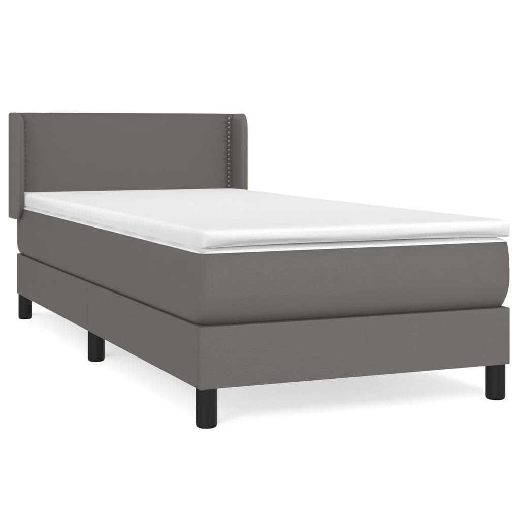 Boxspring met matras kunstleer grijs 90x190 cm Bedden & bedframes | Creëer jouw Trendy Thuis | Gratis bezorgd & Retour | Trendy.nl