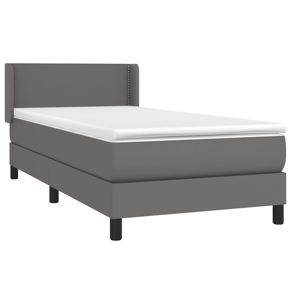 Boxspring met matras kunstleer grijs 90x190 cm Bedden & bedframes | Creëer jouw Trendy Thuis | Gratis bezorgd & Retour | Trendy.nl