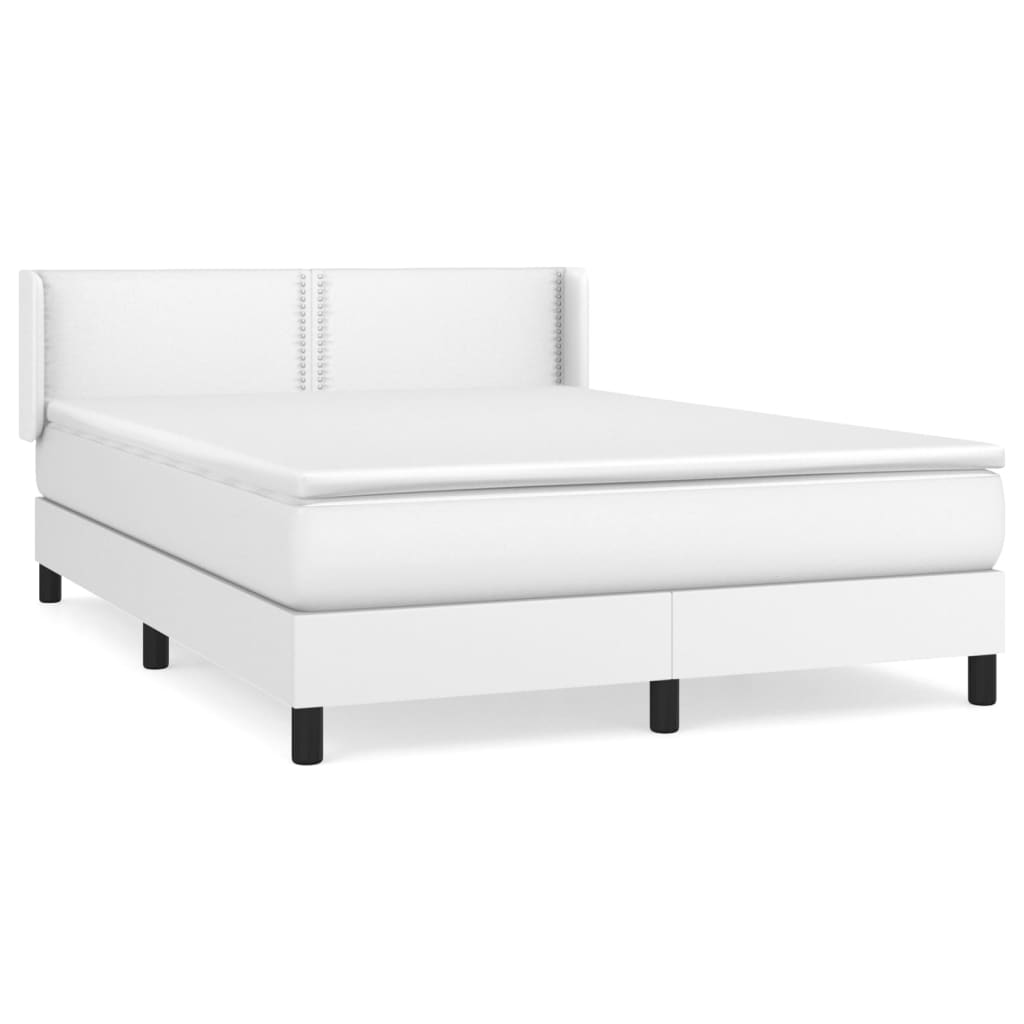 Boxspring met matras kunstleer wit 140x190 cm