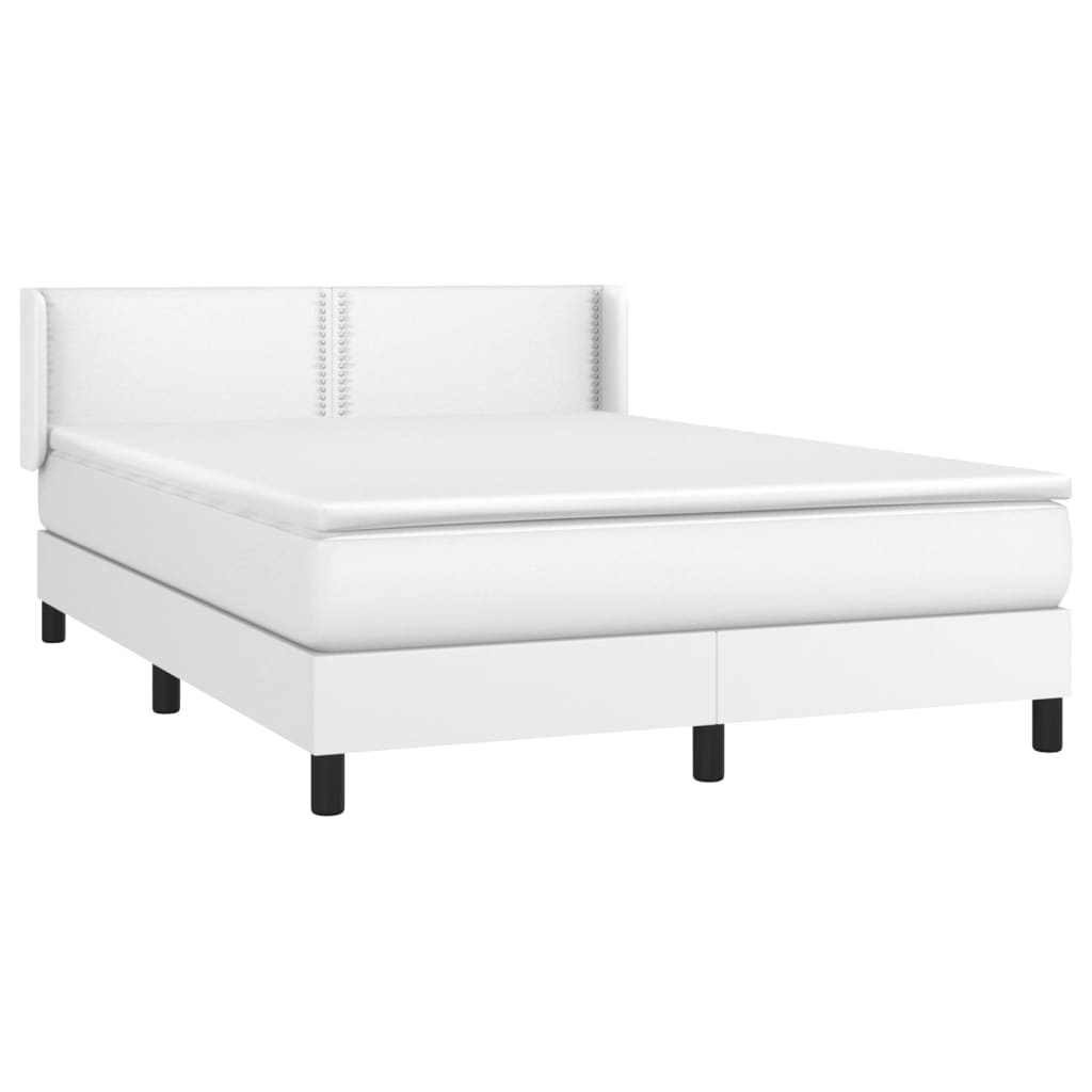 Boxspring met matras kunstleer wit 140x190 cm