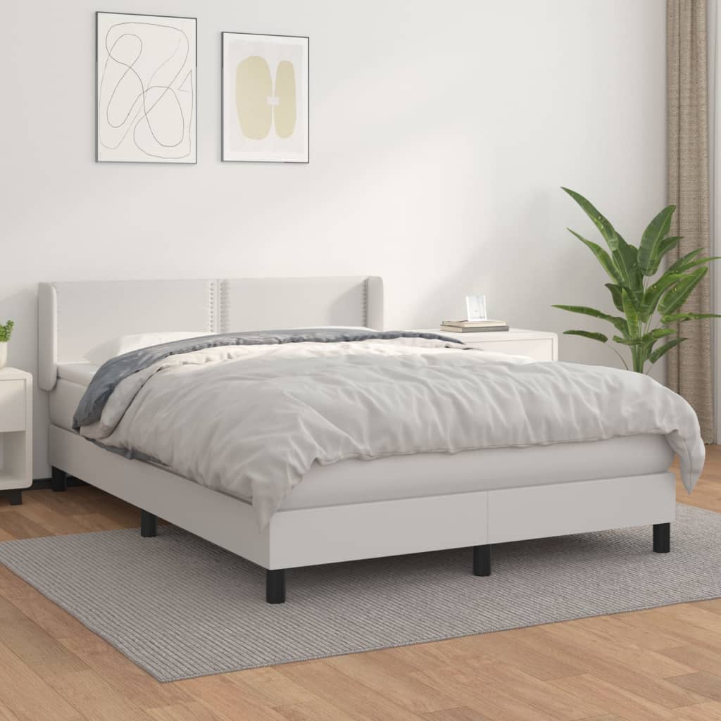 Boxspring met matras kunstleer wit 140x190 cm