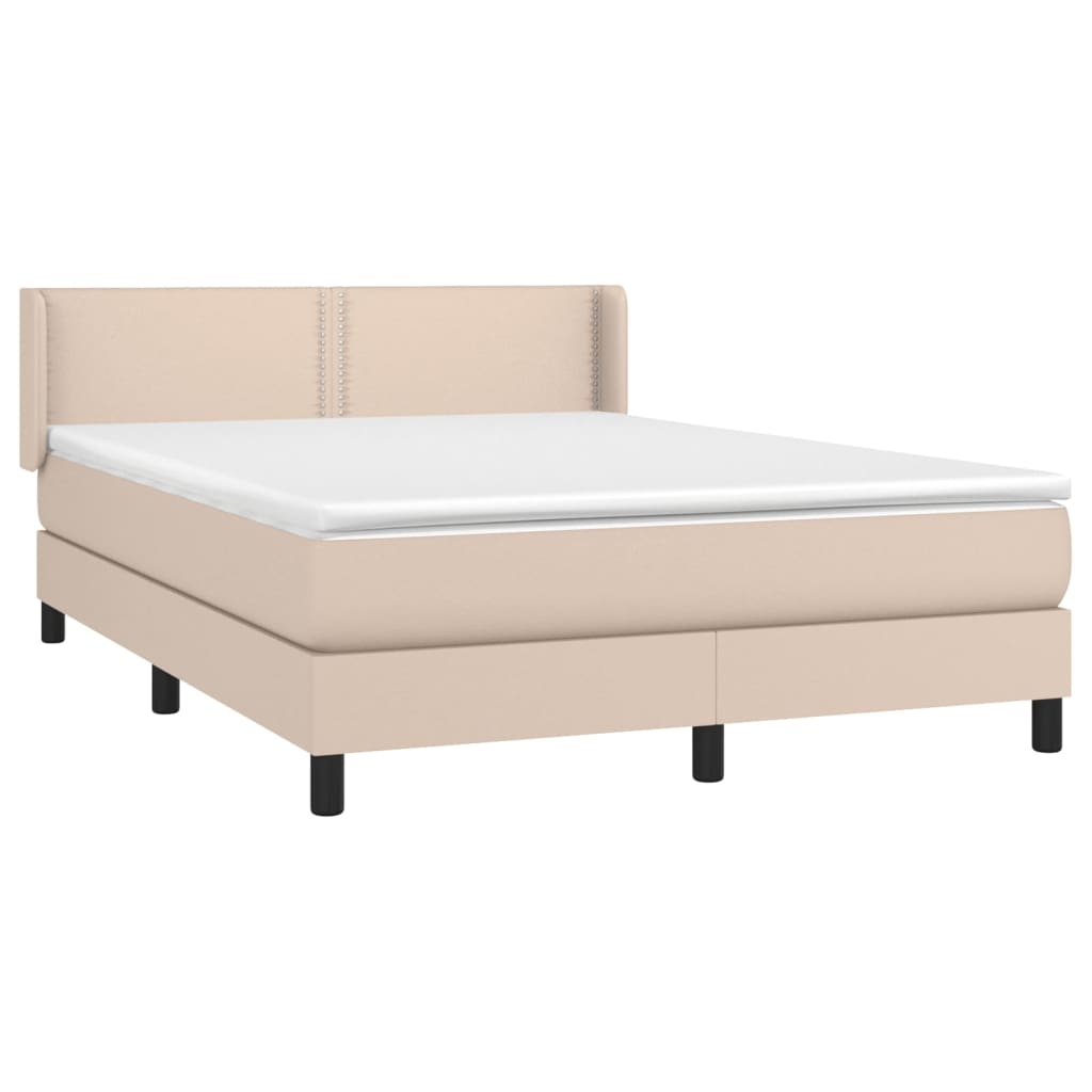 Boxspring met matras kunstleer cappuccinokleurig 140x200 cm