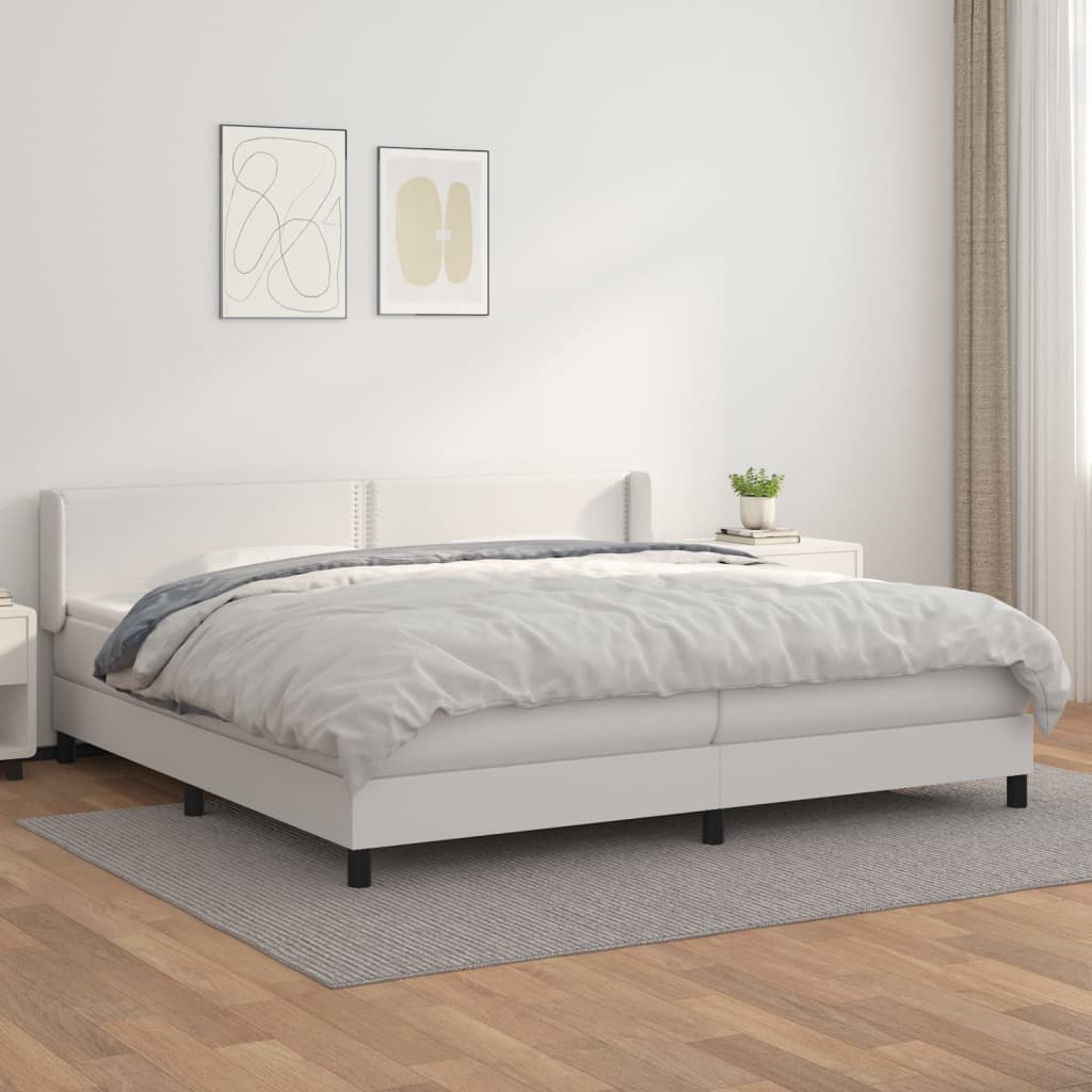 Boxspring met matras kunstleer wit 200x200 cm