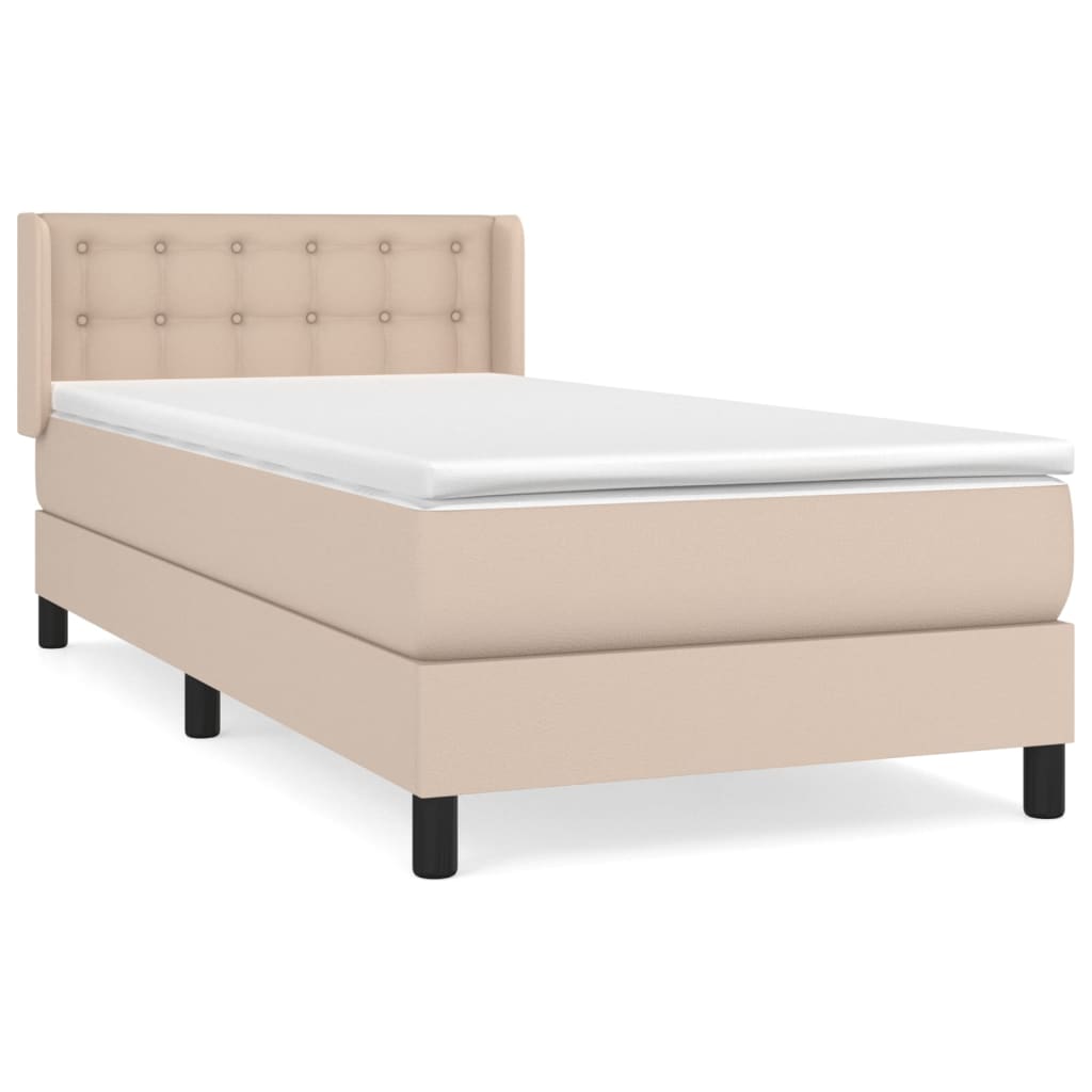 Boxspring met matras kunstleer cappuccinokleurig 80x200 cm