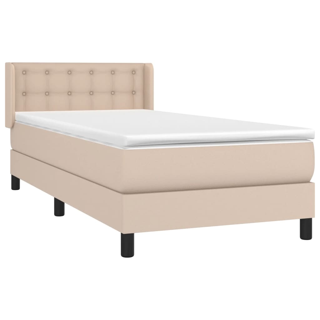 Boxspring met matras kunstleer cappuccinokleurig 80x200 cm