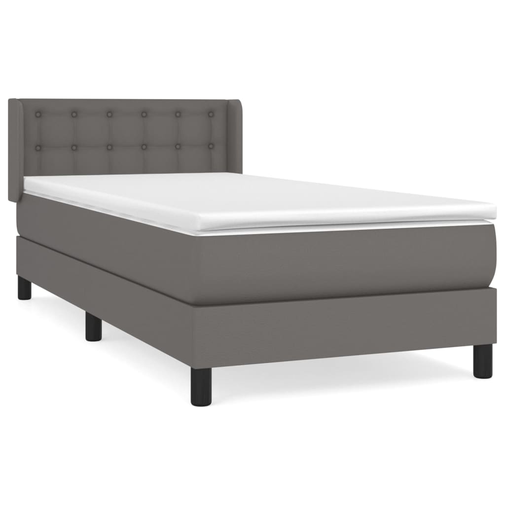 Boxspring met matras kunstleer grijs 90x190 cm Bedden & bedframes | Creëer jouw Trendy Thuis | Gratis bezorgd & Retour | Trendy.nl