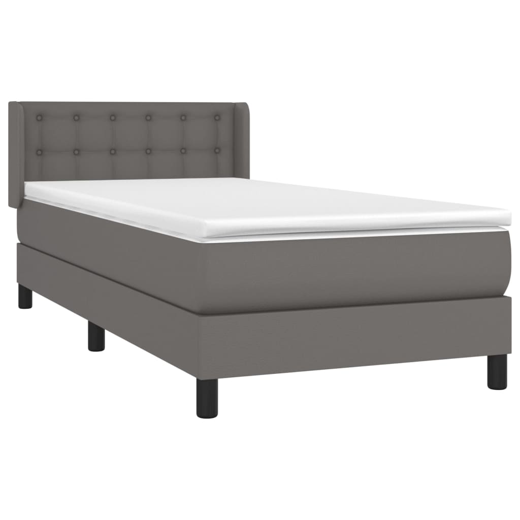 Boxspring met matras kunstleer grijs 90x190 cm Bedden & bedframes | Creëer jouw Trendy Thuis | Gratis bezorgd & Retour | Trendy.nl