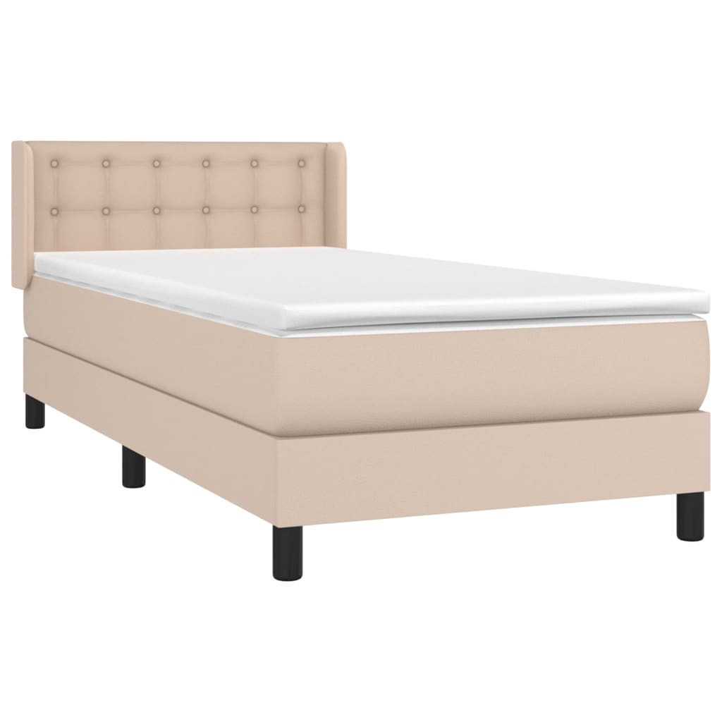 Boxspring met matras kunstleer cappuccinokleurig 90x190 cm