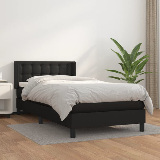 Boxspring met matras kunstleer zwart 100x200 cm Bedden & bedframes | Creëer jouw Trendy Thuis | Gratis bezorgd & Retour | Trendy.nl