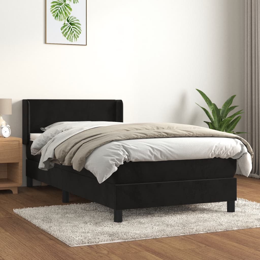 Boxspring met matras fluweel zwart 80x200 cm Bedden & bedframes | Creëer jouw Trendy Thuis | Gratis bezorgd & Retour | Trendy.nl