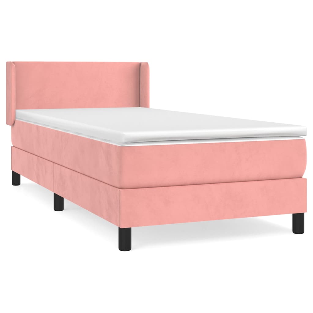 Boxspring met matras fluweel roze 80x200 cm