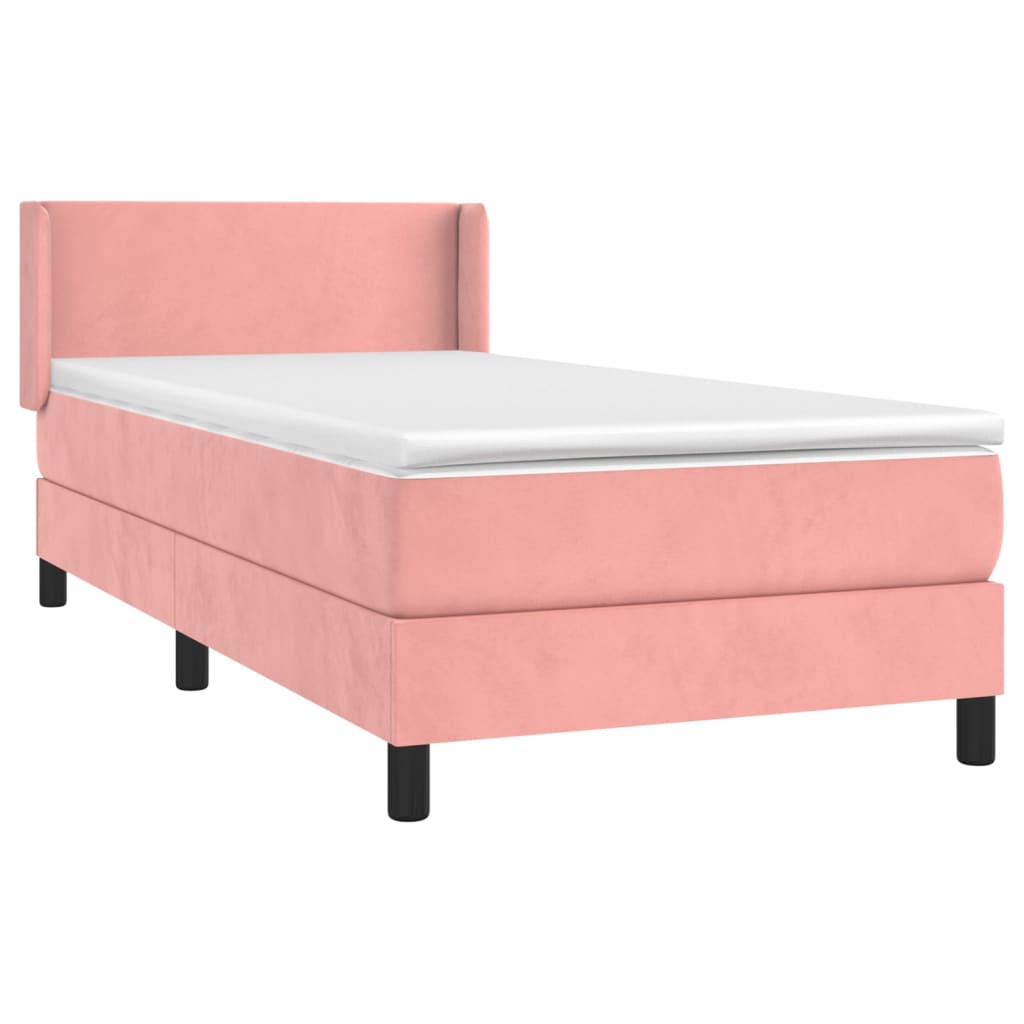 Boxspring met matras fluweel roze 80x200 cm