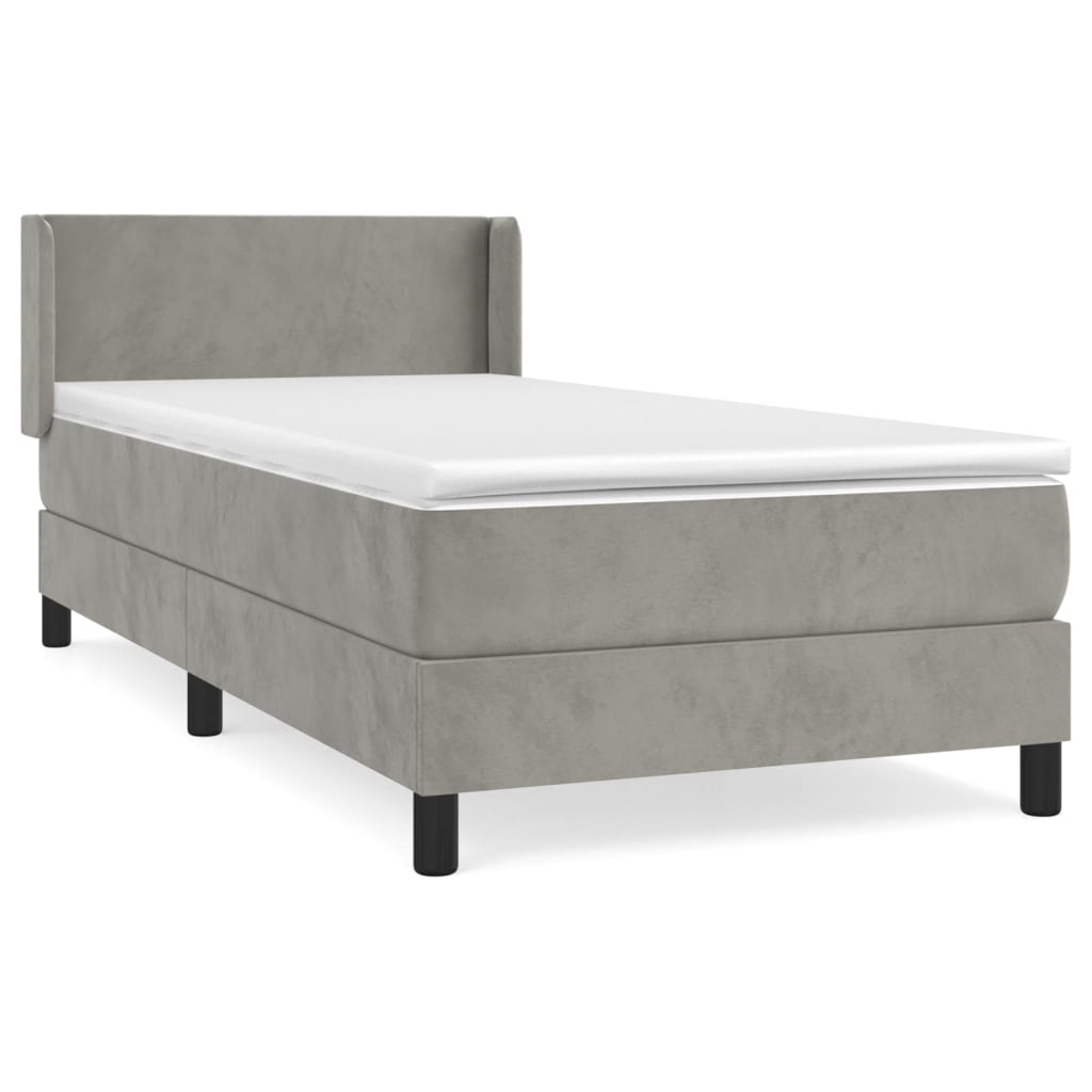 Boxspring met matras fluweel lichtgrijs 90x190 cm Bedden & bedframes | Creëer jouw Trendy Thuis | Gratis bezorgd & Retour | Trendy.nl