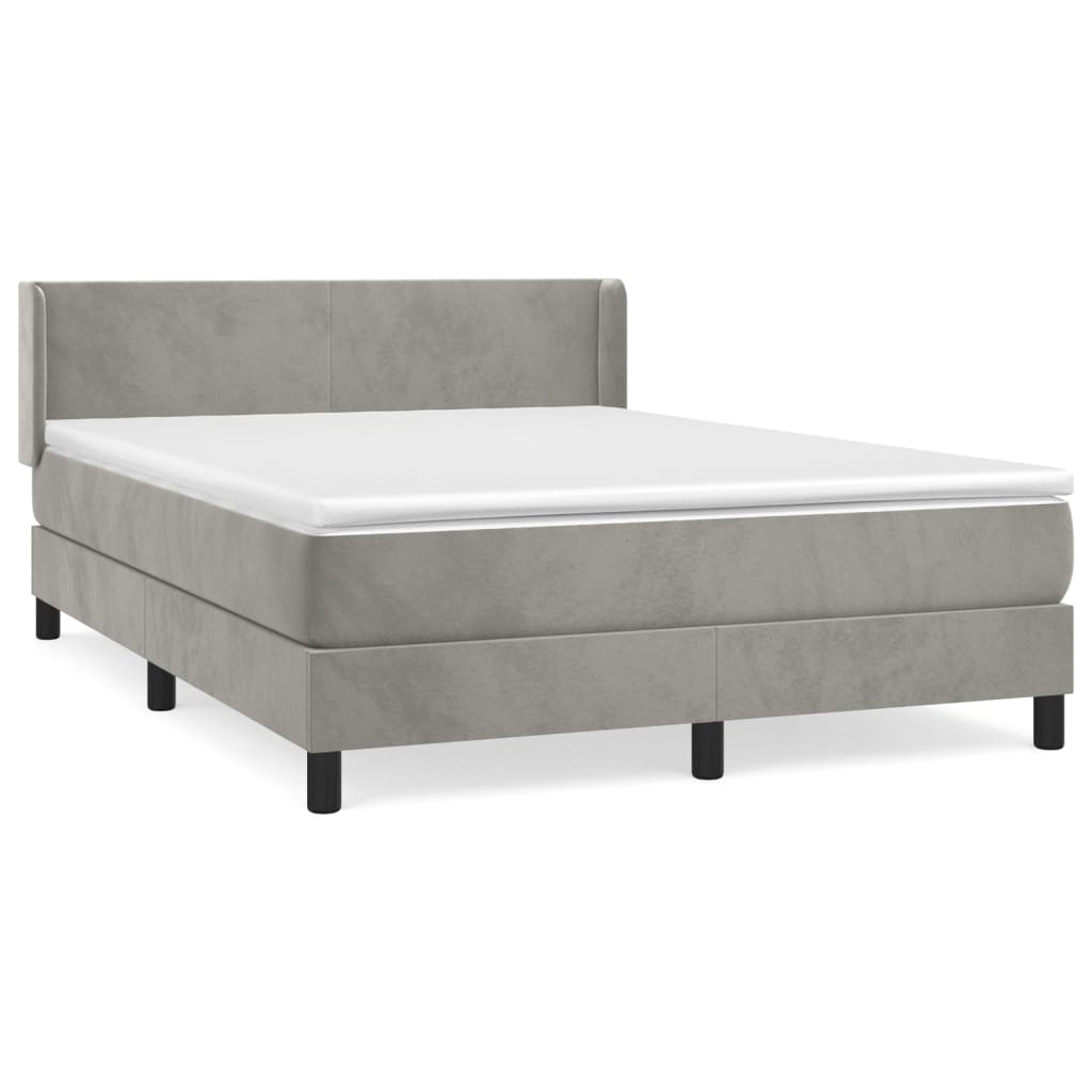 Boxspring met matras fluweel lichtgrijs 140x200 cm Bedden & bedframes | Creëer jouw Trendy Thuis | Gratis bezorgd & Retour | Trendy.nl