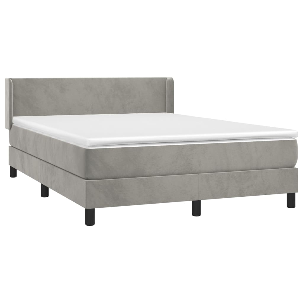 Boxspring met matras fluweel lichtgrijs 140x200 cm Bedden & bedframes | Creëer jouw Trendy Thuis | Gratis bezorgd & Retour | Trendy.nl