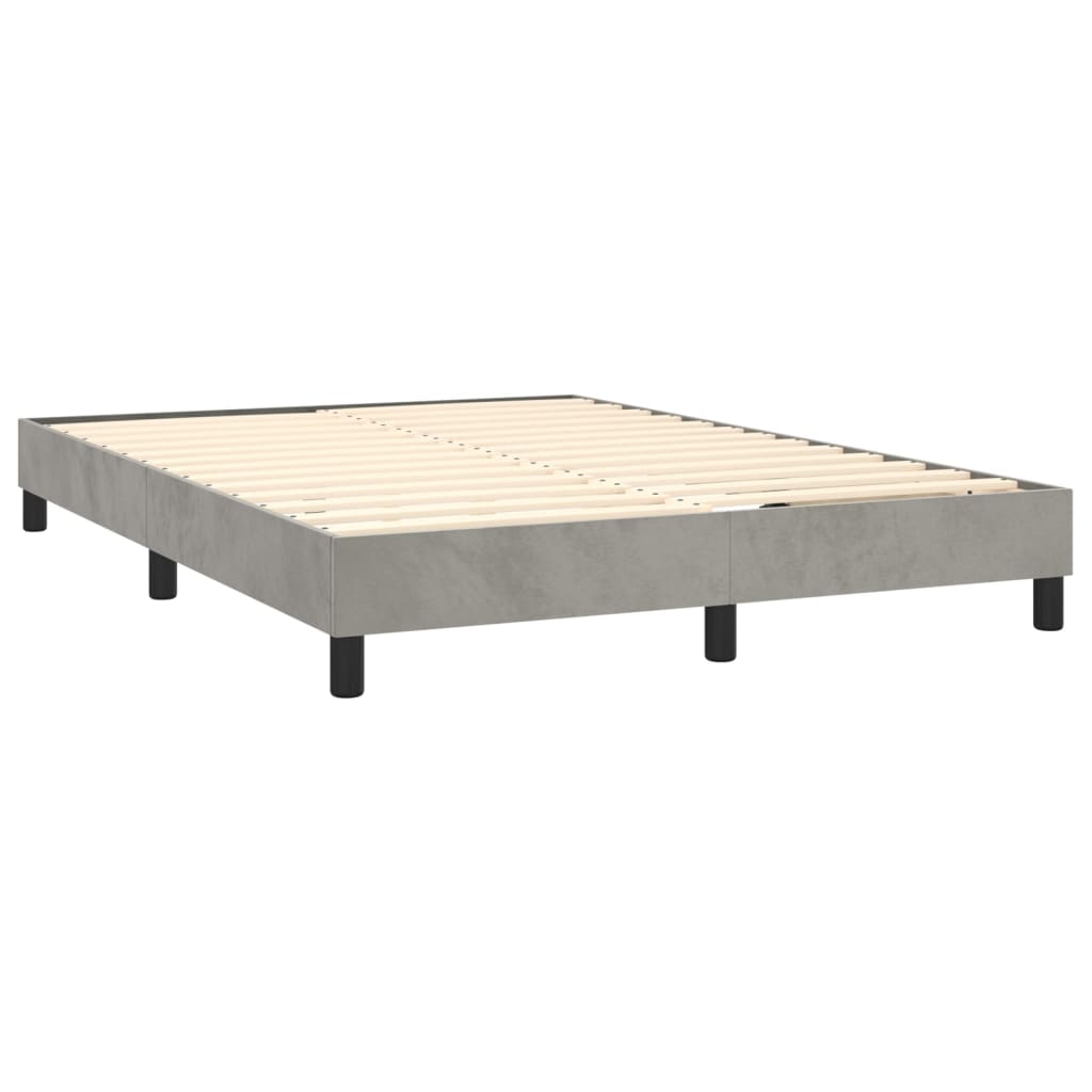 Boxspring met matras fluweel lichtgrijs 140x200 cm Bedden & bedframes | Creëer jouw Trendy Thuis | Gratis bezorgd & Retour | Trendy.nl