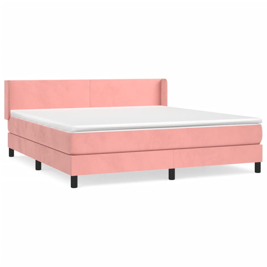 Boxspring met matras fluweel roze 160x200 cm