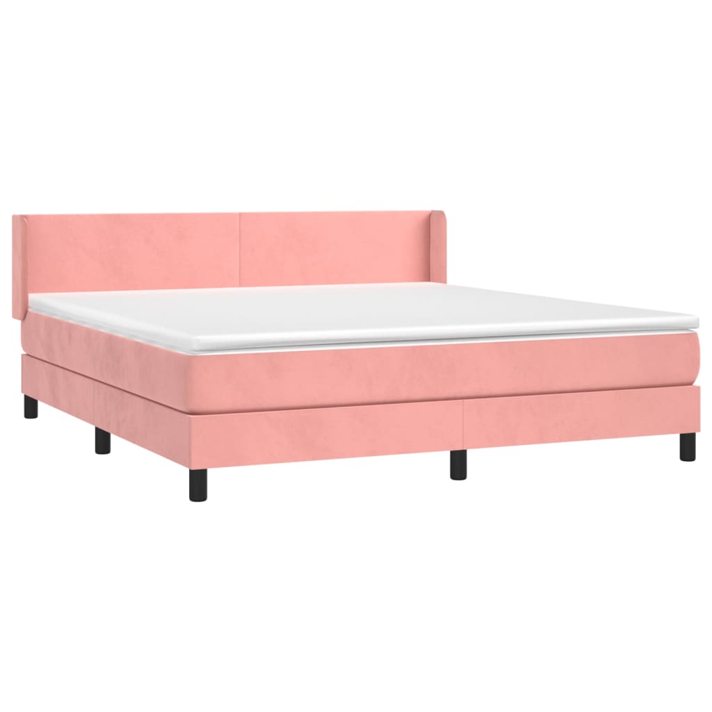 Boxspring met matras fluweel roze 160x200 cm