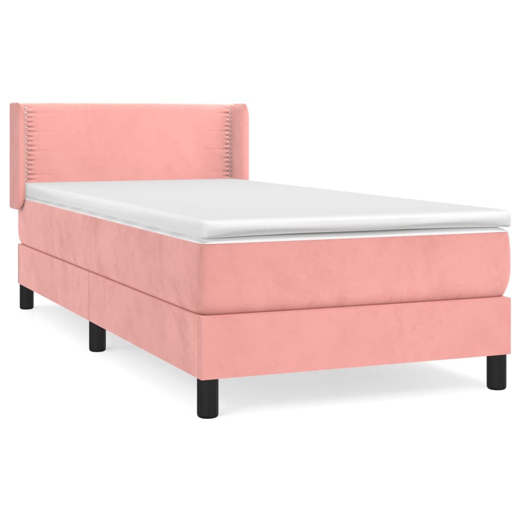 Boxspring met matras fluweel roze 80x200 cm