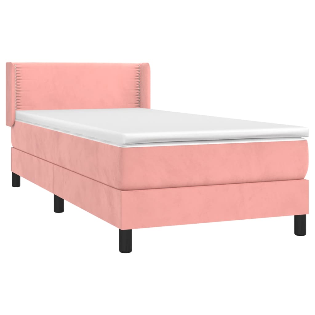 Boxspring met matras fluweel roze 80x200 cm