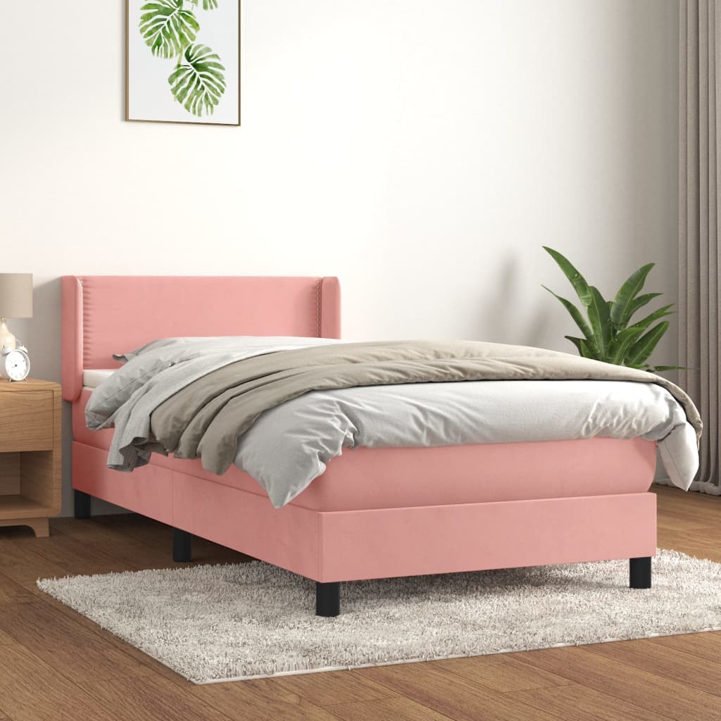 Boxspring met matras fluweel roze 80x200 cm