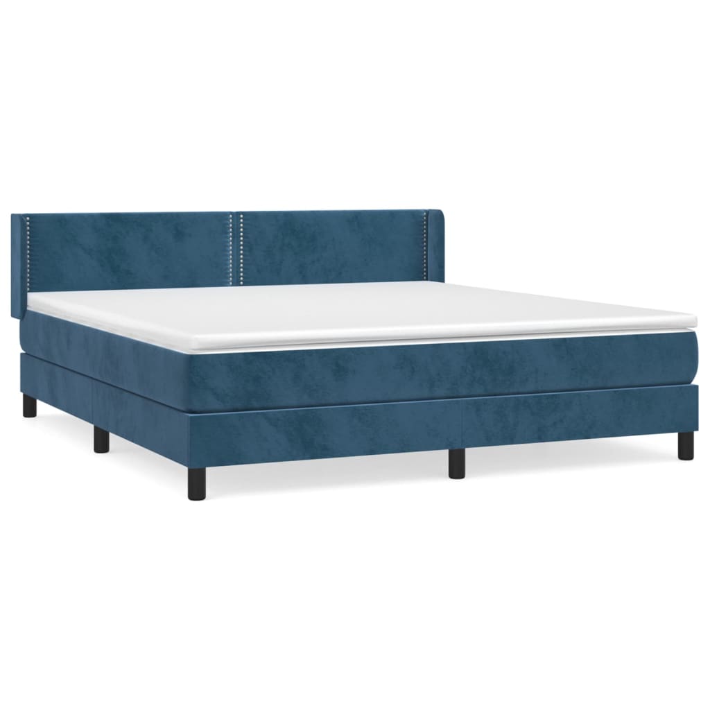 Boxspring met matras fluweel donkerblauw 160x200 cm Bedden & bedframes | Creëer jouw Trendy Thuis | Gratis bezorgd & Retour | Trendy.nl