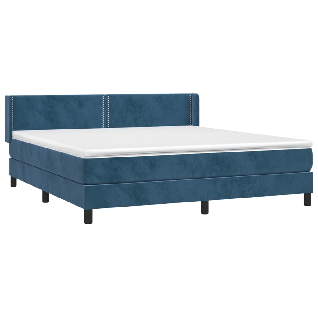 Boxspring met matras fluweel donkerblauw 160x200 cm Bedden & bedframes | Creëer jouw Trendy Thuis | Gratis bezorgd & Retour | Trendy.nl