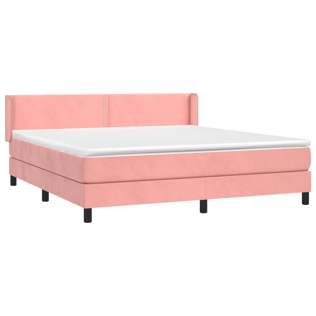 Boxspring met matras fluweel roze 160x200 cm Bedden & bedframes | Creëer jouw Trendy Thuis | Gratis bezorgd & Retour | Trendy.nl