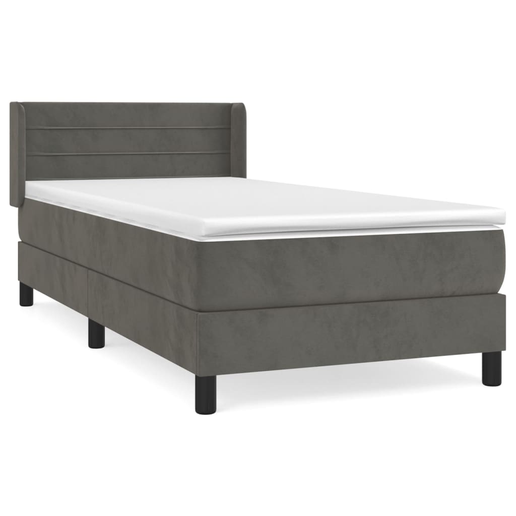 Boxspring met matras fluweel donkergrijs 80x200 cm Bedden & bedframes | Creëer jouw Trendy Thuis | Gratis bezorgd & Retour | Trendy.nl