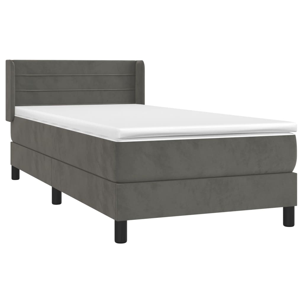 Boxspring met matras fluweel donkergrijs 80x200 cm Bedden & bedframes | Creëer jouw Trendy Thuis | Gratis bezorgd & Retour | Trendy.nl