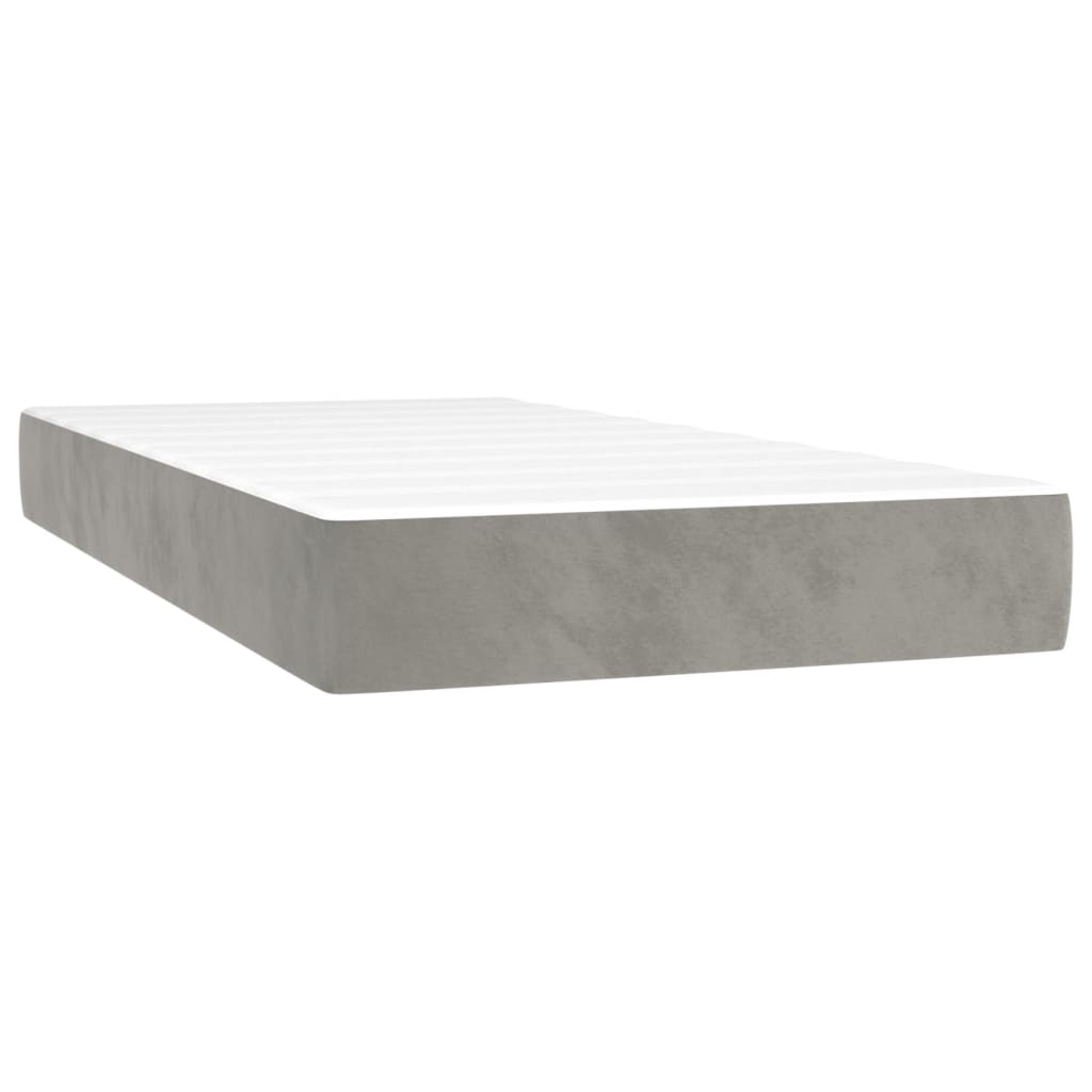 Boxspring met matras fluweel lichtgrijs 90x200 cm Bedden & bedframes | Creëer jouw Trendy Thuis | Gratis bezorgd & Retour | Trendy.nl